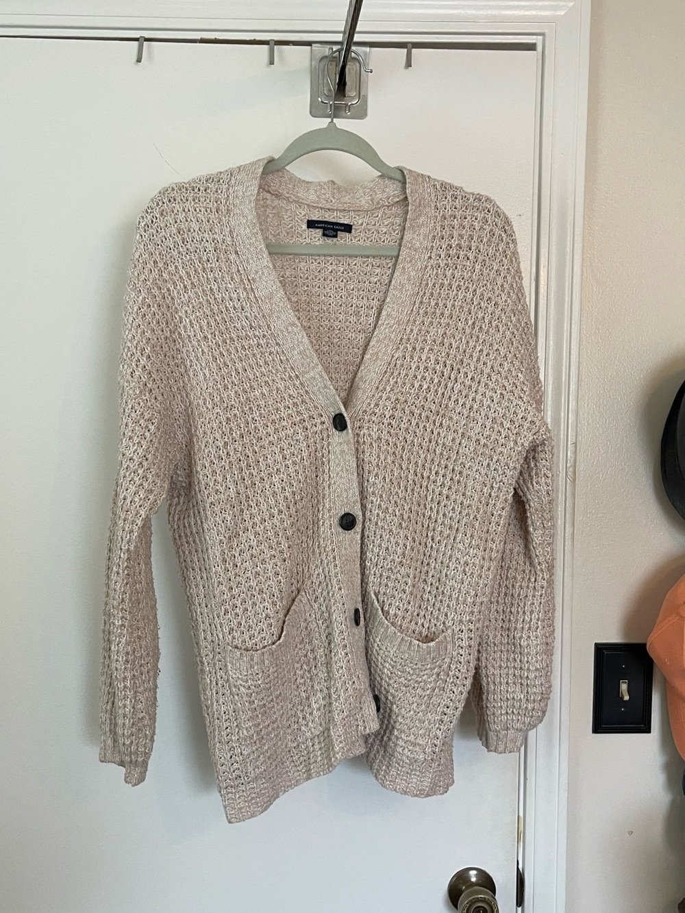 American Eagle Outfitters Cream Cable Knit Open Cardigan